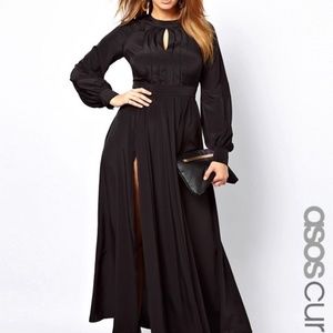 ASOS CURVE Maxi Dress With Bell Sleeve - Black / U